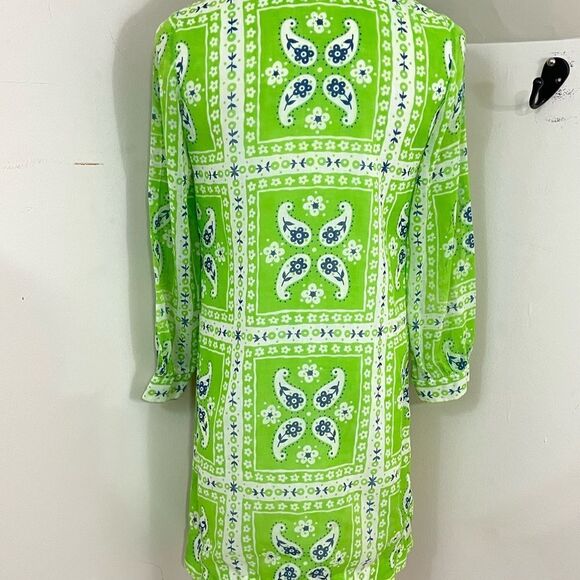 Vintage 60’s Bob Atkinson Lime Green Bandana print Mini Dress S - Picture 5 of 13
